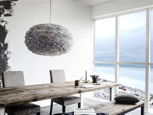 Плафон из перьев Eos light grey, 45х30 см. Umage