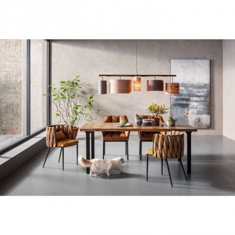 Стол Illusion, коллекция "Иллюзия", ручная работа 200*76*95, Манго, Сталь, Золотой, Коричневый