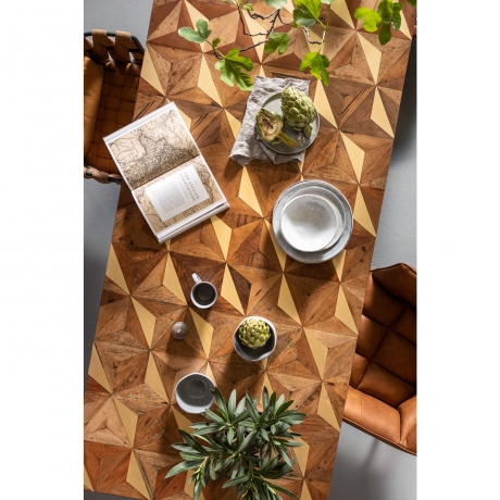 Стол Illusion, коллекция "Иллюзия", ручная работа 200*76*95, Манго, Сталь, Золотой, Коричневый