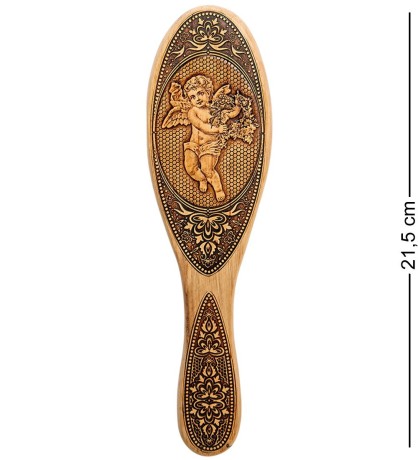 BST-209/ 3 Массажная расческа деревянная "Ангелочек" (береста)