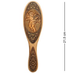 BST-209/ 3 Массажная расческа деревянная &quot;Ангелочек&quot; (береста)