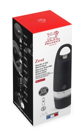 Мельница для соли электрическая, 18 см. цвет: черный, Zest Peugeot