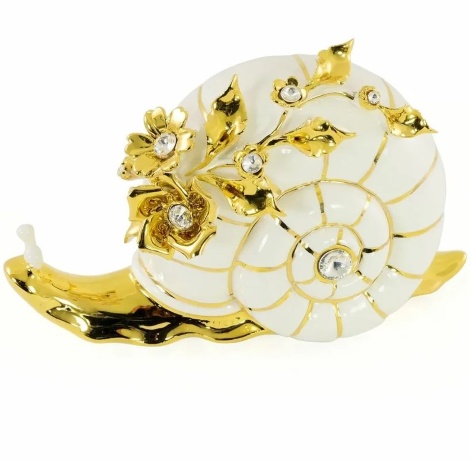 Статуэтка улитка с цветами, 17х7х10 см. GIARDINO, керамика, swarovski