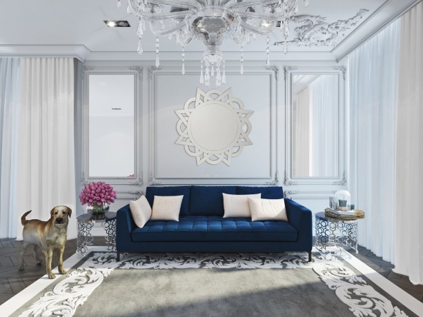 Зеркало круглое большое венецианское в фигурной раме диаметр 101 см Silba