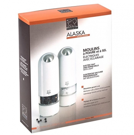 Набор мельниц для соли и перца, 17 см, белый поликарбонат Alaska DUO Peugeot