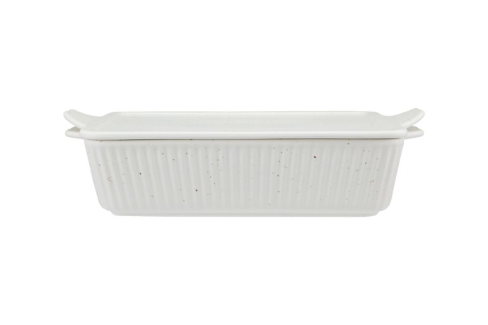 Форма для запекания, 28х20 см, с крышкой, фарфор P, прямоугольная, молочная, в крапинку, Speckle Maxwell & Williams