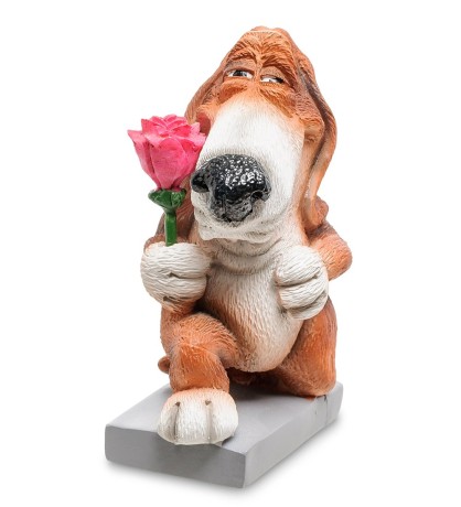 RV-910 Статуэтка Собака Бассет-хаунд "Цветы для прекрасной Леди" (W.Stratford)