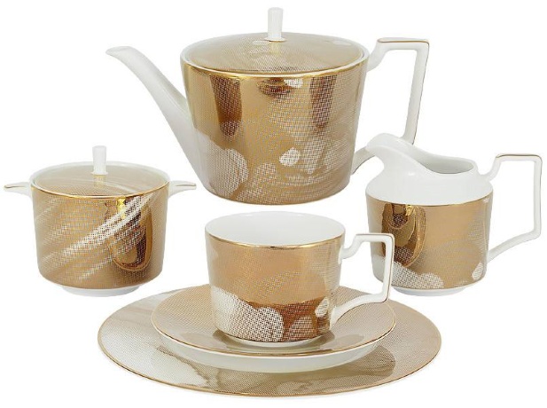 Чайный сервиз на 6 персон Лунная соната голд, 21 предметов Naomi