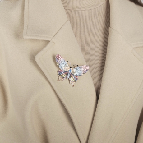 Брошь Бабочка Махаон XZ1131.2 BW/S Shadore