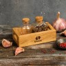 Подставка для солонки и перечницы дубовая, 16х9х5 см. Uneca