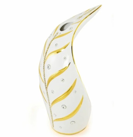 Ваза настольная, 21x44 см. EMOZIONI, керамика, swarovski