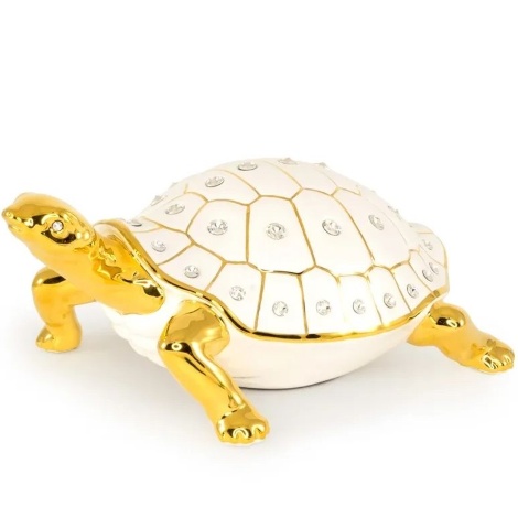 Статуэтка черепаха, 31х22х13 см. GIARDINO, керамика, swarovski, белый