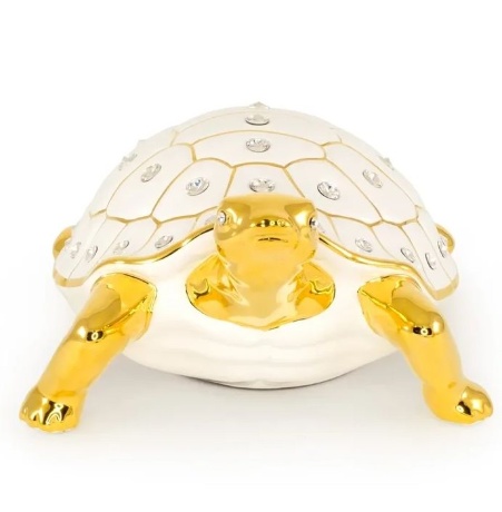 Статуэтка черепаха, 31х22х13 см. GIARDINO, керамика, swarovski, белый