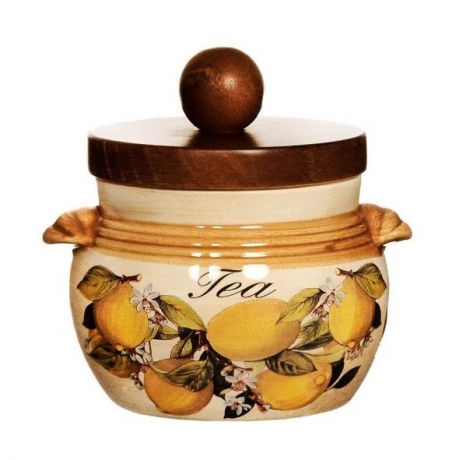 Банка для чая с деревянной крышкой Итальянские лимоны, 0,5 л, LCS