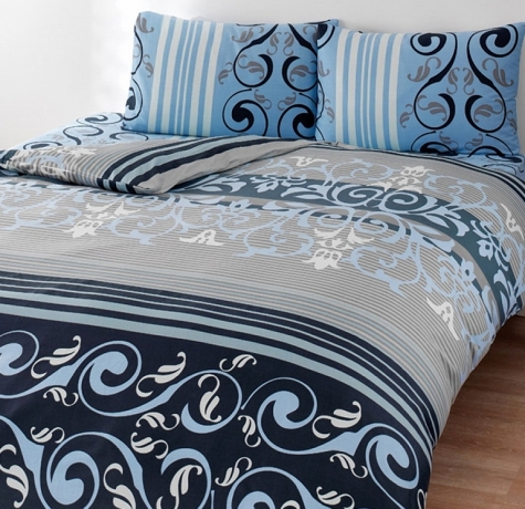 Комплект постельного белья TAC, Satin Everyday (семейный) "Julien" голубой