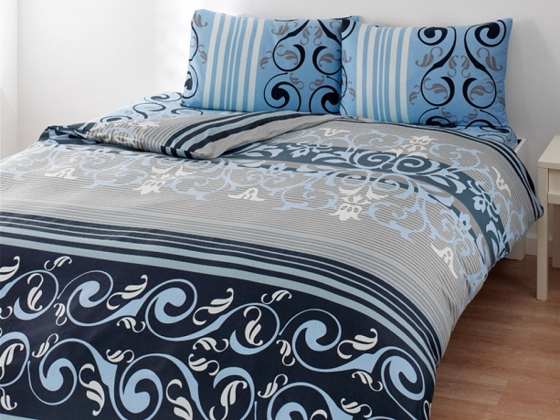 Комплект постельного белья TAC, Satin Everyday (семейный) "Julien" голубой