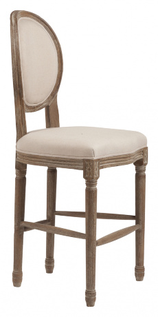 Барный стул деревянный мягкий кремовый лен Vintage French Round
