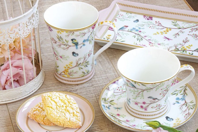 Чашка с блюдцем Пение птиц, 0,2 л. Easy Life