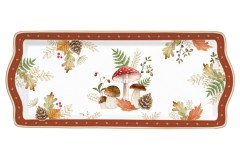 Блюдо, 35х15 см, фарфор P, белое, прямоугольное, Грибы и листья, Autumn Breeze, Easy Life