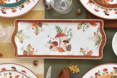 Блюдо, 35х15 см, фарфор P, белое, прямоугольное, Грибы и листья, Autumn Breeze, Easy Life