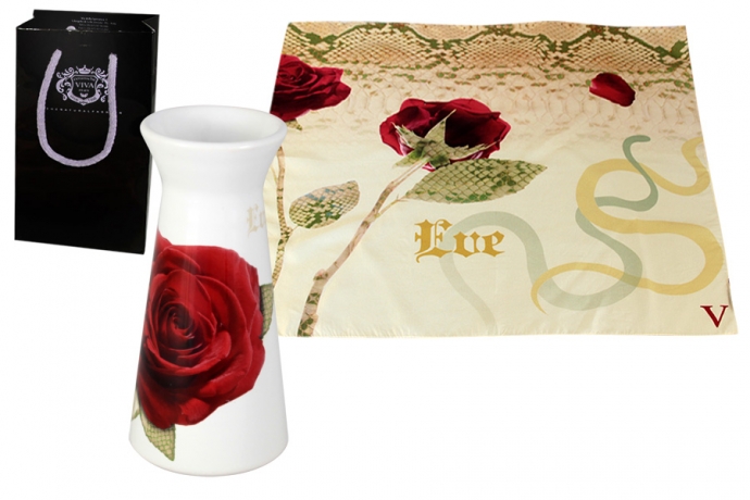 Ваза для цветов + платок Роза, 15 см, Ceramiche Viva