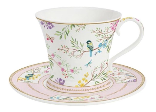 Чашка с блюдцем Пение птиц, 0,35 л. Easy Life