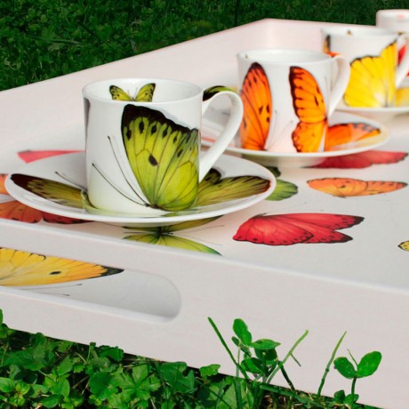 Чашка с блюдцем кофейная Butterfly, 100 мл. цвет: зеленый, FREEDOM Taitu