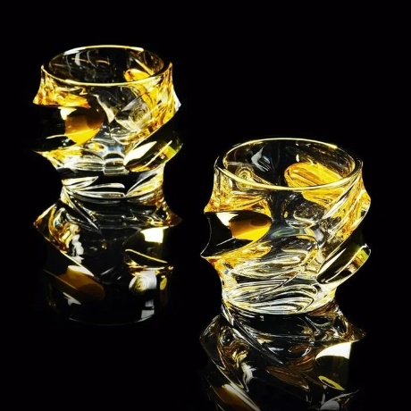 Стаканы, 300 мл. для виски POCKER, набор 2 шт, хрусталь/декор золото 24К