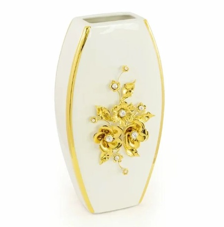 Ваза, декор цветы, 13x7x25 см. EMOZIONI, керамика, swarovski