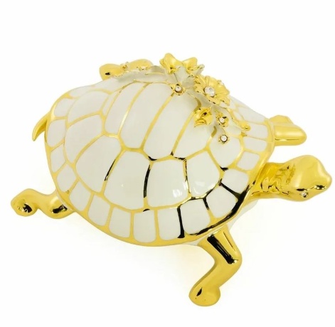 Статуэтка черепаха с цветами, 23х17х9 см. GIARDINO, керамика, swarovski