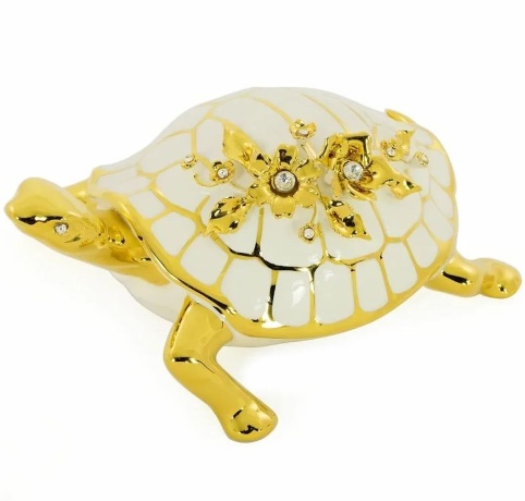 Статуэтка черепаха с цветами, 23х17х9 см. GIARDINO, керамика, swarovski