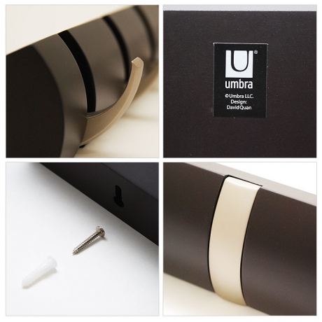 Вешалка настенная горизонтальная Flip 3 крючка эспрессо, Umbra