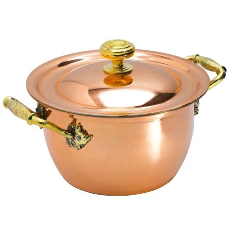 Кастрюля, 2 л. медная с луж. с крышкой "КМ"