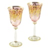 Бокалы для вина/воды VENEZIA, набор 2 шт, хрусталь розовый/декор золото 24К