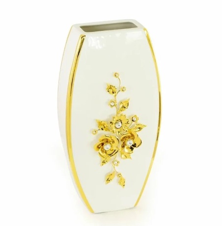 Ваза, декор цветы, 17x8x34 см. EMOZIONI, керамика, swarovski