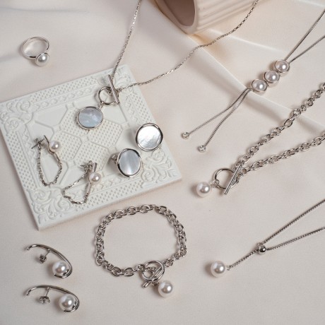 Серьги White Pearl A2103PE-E03.1 BW/S Fiore Luna