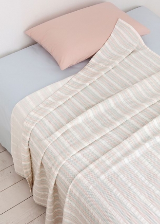 Покрывало "CANDY", 240х220 см. экрю/розовый/голубой, Devilla