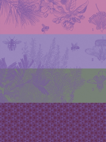 Полотенце для посуды, 60х80 см. 100% хлопок, фиолетовое, MIEL DE FLEURS Le Jacquard Francais