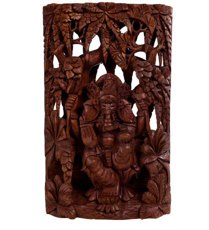 17-002 Панно резное "Ганеша - Бог Изобилия" (суар, о.Бали)
