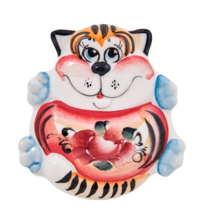 ГЛ-449 Магнит "Котик" цв. (Гжельский фарфор)