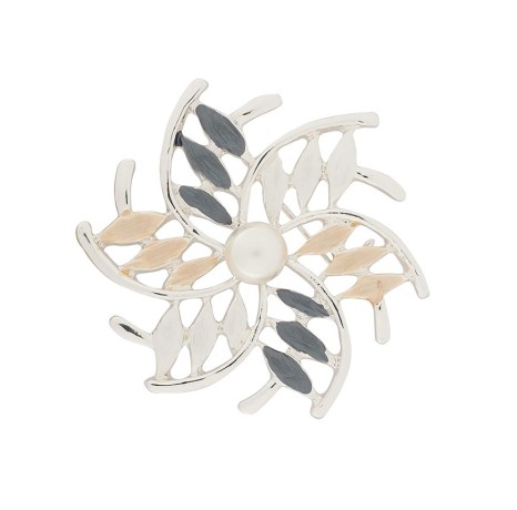 Брошь Цветок с жемчужиной XZ0956.2 BW/S Shadore
