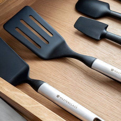 Лопатка с мягкой рукояткой из нерж/стали с прорезями Soft Grip MC, 34 см. GREY Kitchen Craft