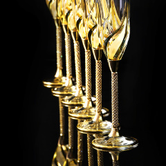 Бокалы для шампанского DELIZIA, набор 6 шт, хрусталь/декор золото 24К