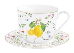 Чашка с блюдцем Цветы и лимоны, 0,37 л. Easy Life