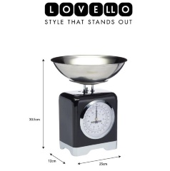 Весы кухонные механические, 25x25x30,5 см. Lovello Retro Black Kitchen Craft