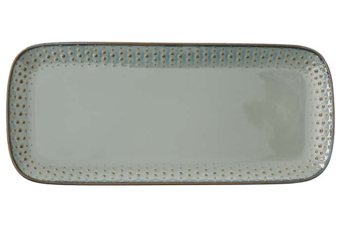 Блюдо прямоугольное Drops, серое, 36х16 см. Easy Life