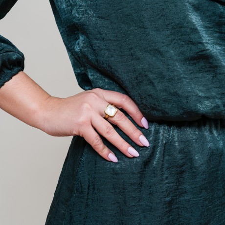 Кольцо Куб SHELL WHITE KR02914-2/8 BW/G Fiore Luna