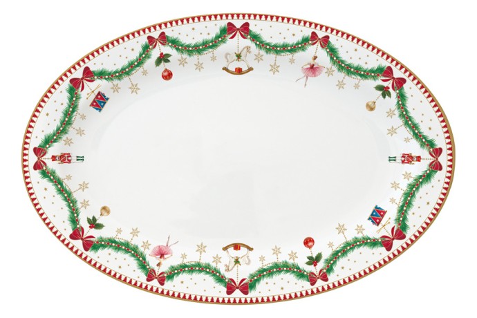 Блюдо, 35х23,5 см, фарфор P, белое, овальное, Новогодняя гирлянда, Magie de Noel, Easy Life