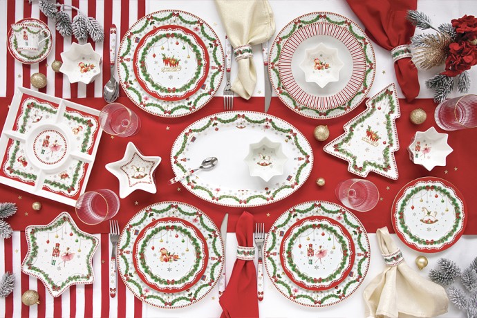 Блюдо, 35х23,5 см, фарфор P, белое, овальное, Новогодняя гирлянда, Magie de Noel, Easy Life