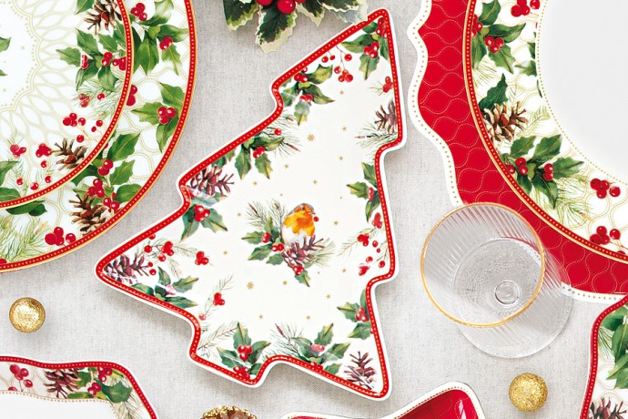 Блюдо (ёлочка) Рождественские ягоды, 20,5х25,5 см. Easy Life